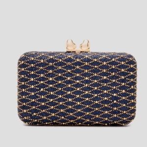 Midnight Lattice Clutch Bag - Navy Blue